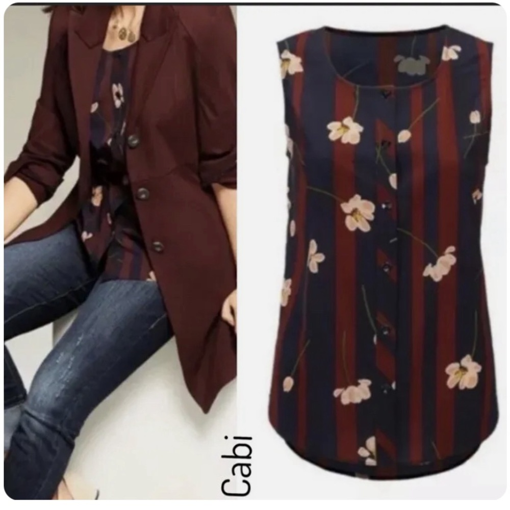 CAbi Style 3600 Scroll Sleeveless Top Woman Size Medium